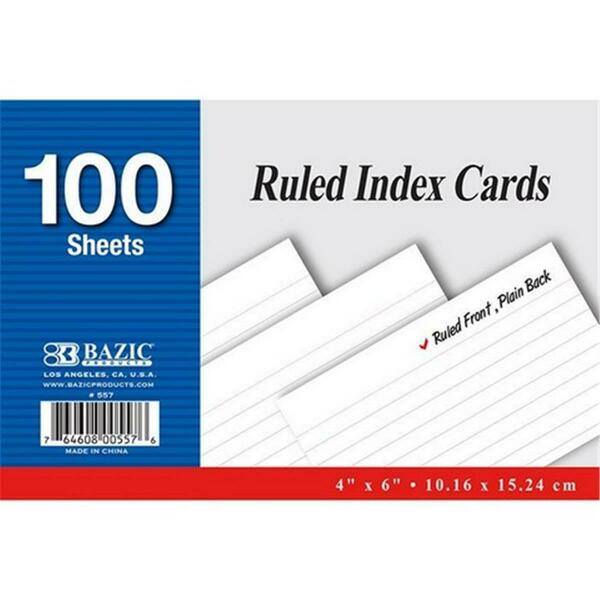 Bazic Products Bazic 100 Ct. 4in X 6in Ruled White Index Card Pack of 24 557
